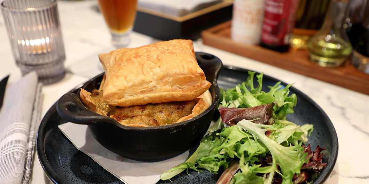 Kip's Tavern serves a classic chicken pot pie with puff pastry top for $22. Photos by Lynn Alaimo
