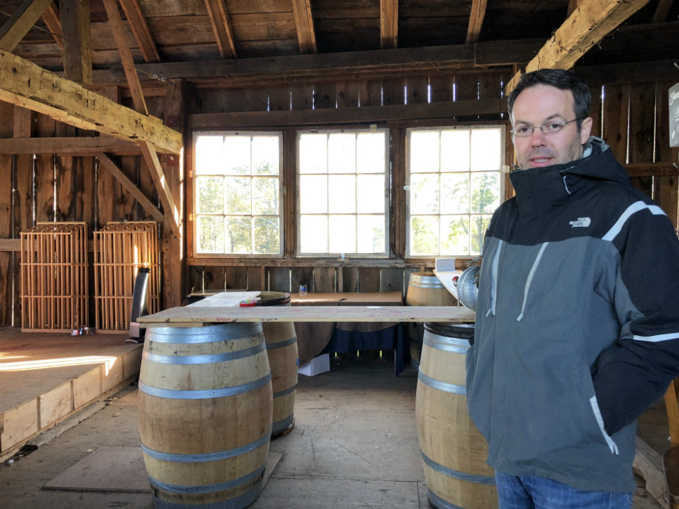 Christian Hanson in the barn.