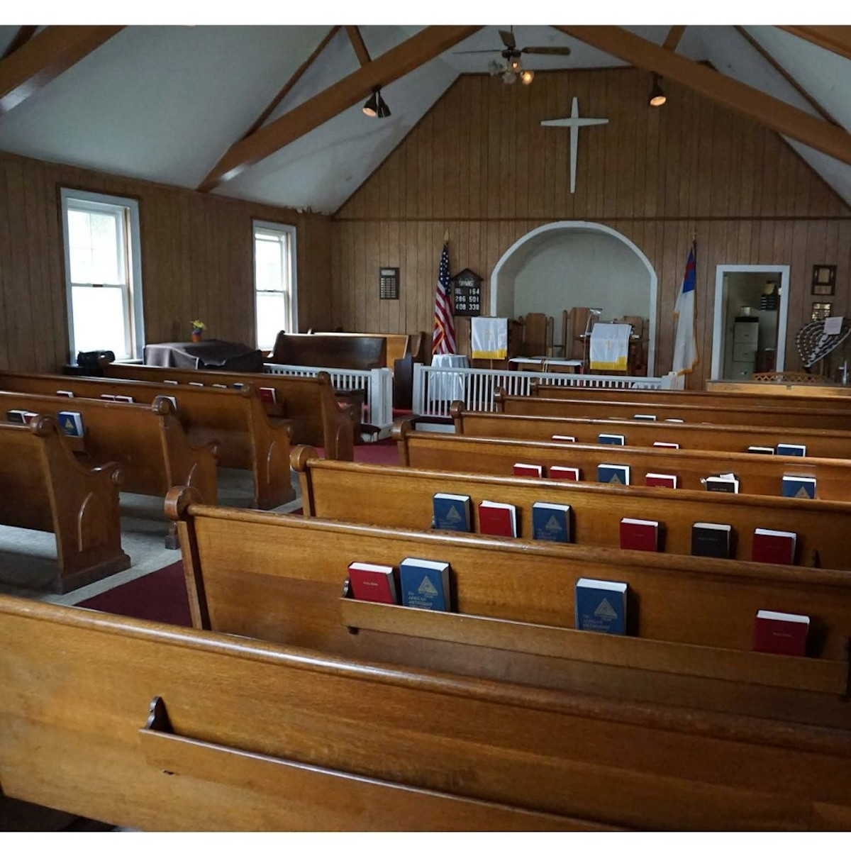 The piews, as they were when the church closed