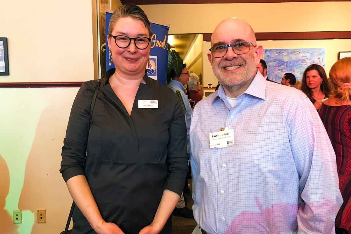 Emily Daunis, Berkshire United Way Director of Development, and Lawrence Klein from the Railroad Street Youth Project Emily Daunis, Berkshire United Way Director of Development, and Lawrence Klein from the Railroad Street Youth Project