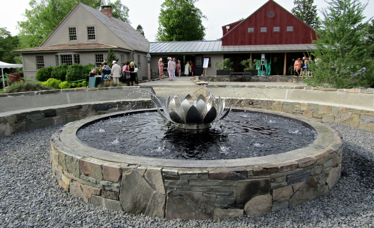 The new entry garden leading to the recently constructed Center House includes a stone fountain spouting both water and fire. The new entry garden leading to the recently constructed Center House includes a stone fountain spouting both water and fire.