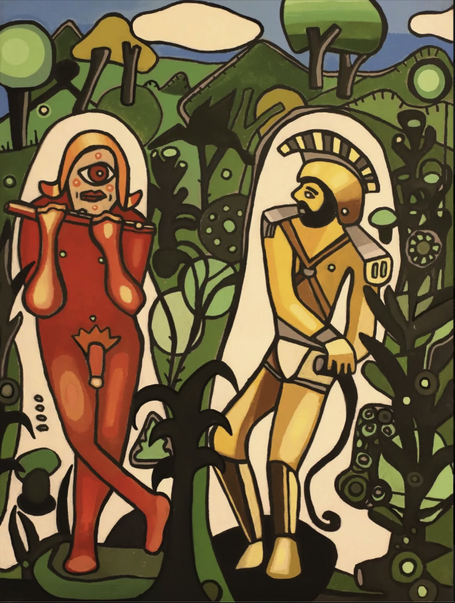 The Flute Player and the Soldier, Matt Bede Murphy, oil on canvas, 2024 The Flute Player and the Soldier, Matt Bede Murphy, oil on canvas, 2024