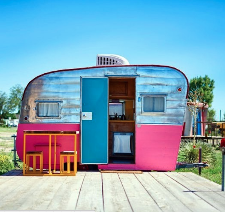 A camper similar in aesthetic,&nbsp;not size, to the one that Four Brothers will soon be renting out, according&nbsp;to Stefanopoulos.