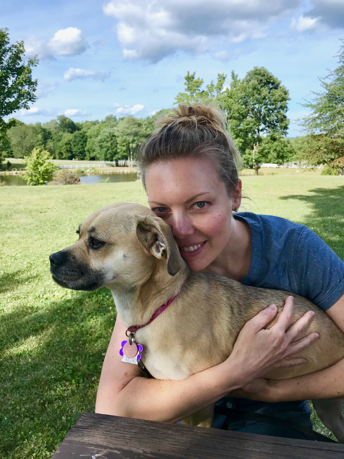 Elizabeth with her dog, Harper Lee