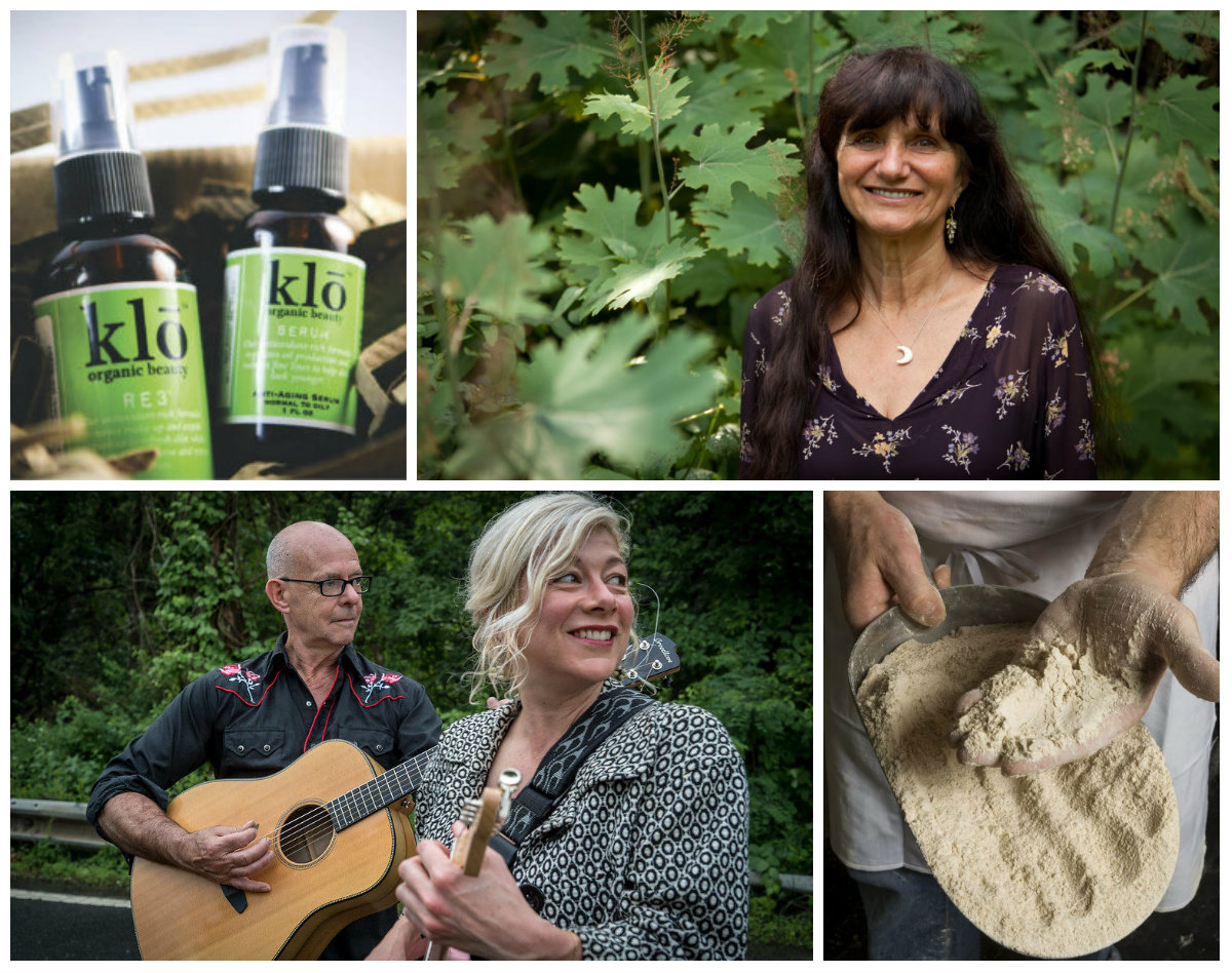HEIRLOOM vendors and presenters. Top: Klo Organics Beauty and author Rosemary Gladstar. Bottom: Double Diamond and Berkshire Mountain Bakery