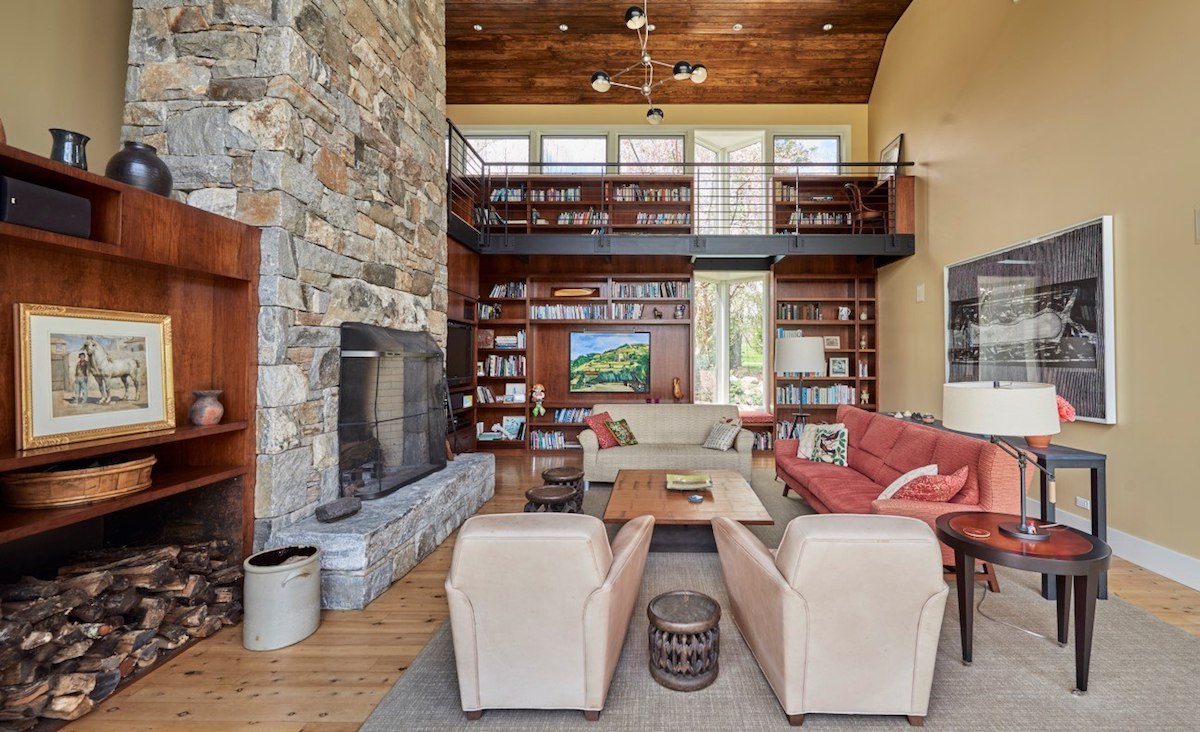 Great room with stone fireplace