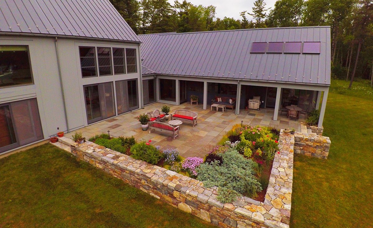 Stone patio and outdoor dining