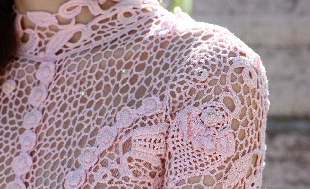 Closeup of Irish crochet lace Closeup of Irish crochet lace