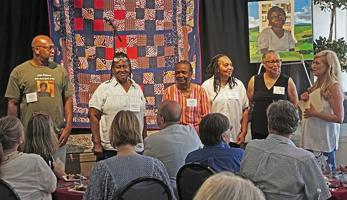 Willie Joe Pettway, Sharon Ann Williams, Stella Mae Pettway, Emma Mooney Pettway, Loretta Pettway Bennett, and curator and Academy Board Member Lisa Bouchard Hoe. - Peter Blandori Willie Joe Pettway, Sharon Ann Williams, Stella Mae Pettway, Emma Mooney Pettway, Loretta Pettway Bennett, and curator and Academy Board Member Lisa Bouchard Hoe. - Peter Blandori