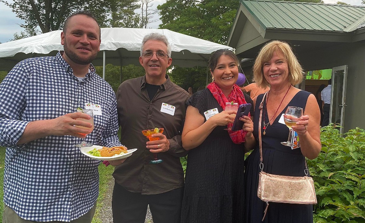 Walter Jimenez, Carlos Rivadeneira, Carolina Ardila, a LitNet learner, and Sarah Kiesel, a LitNet tutor&nbsp;&nbsp;