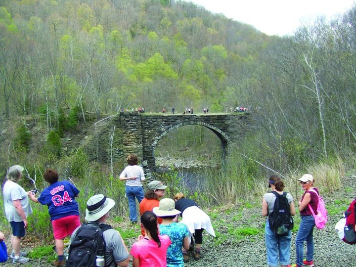 History hike to the Keystone Arches Railroad bridges, Chester, MA. Photos courtesy Housatonic Heritage. History hike to the Keystone Arches Railroad bridges, Chester, MA. Photos courtesy Housatonic Heritage.
