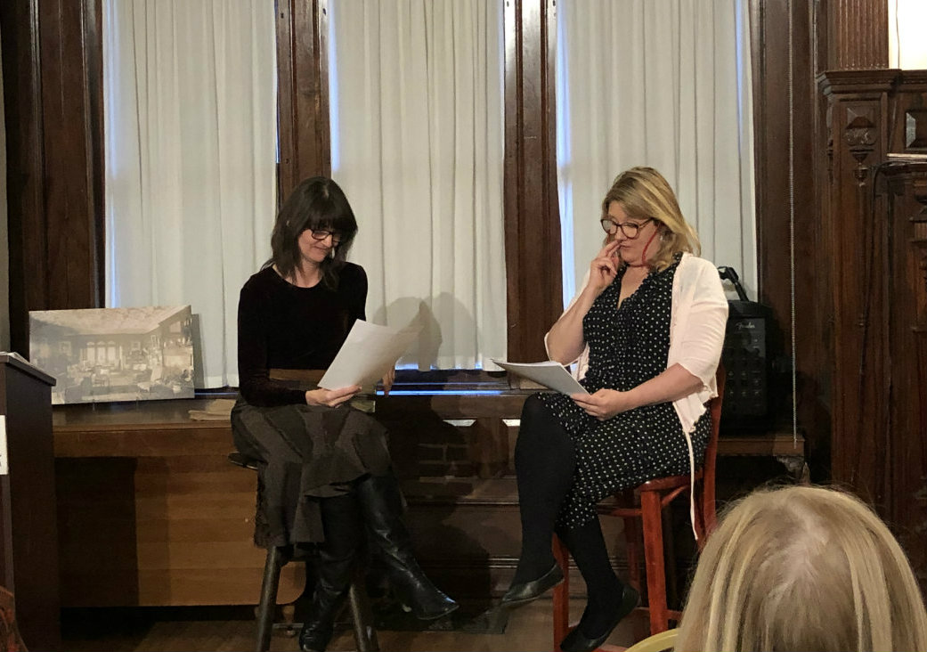 Anne Undeland as Louisa May Alcott and Alison Larkin as Jane Austen have a discussion based on quotes from the authors.