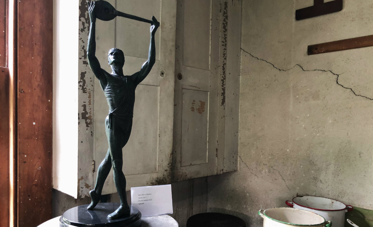 Mellon's bronze sculpture "Apollo" was on view and for sale in the Chesterwood studio.