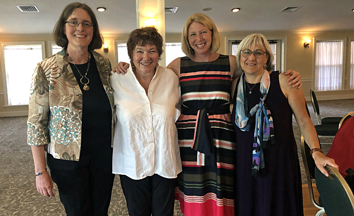 Berkshire Historical Society Board President Cynthia Farr-Brown, Shakespeare &amp; Company's Tina Packer, BHS Executive Director Lesley Herzberg, and Writer-in-Residence Jana Laiz