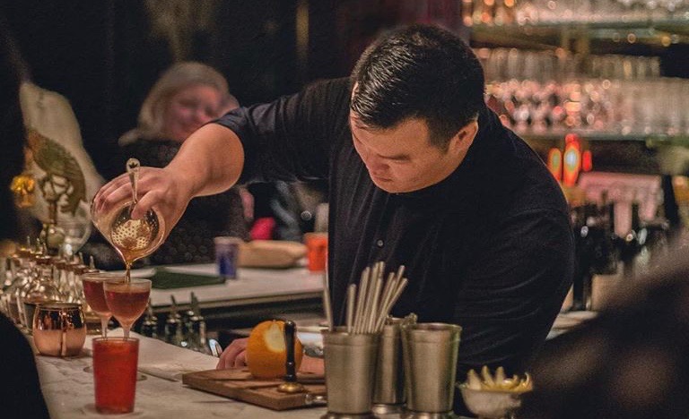 Head Mixologist Michael Kang at work on the new cocktail&nbsp;list.