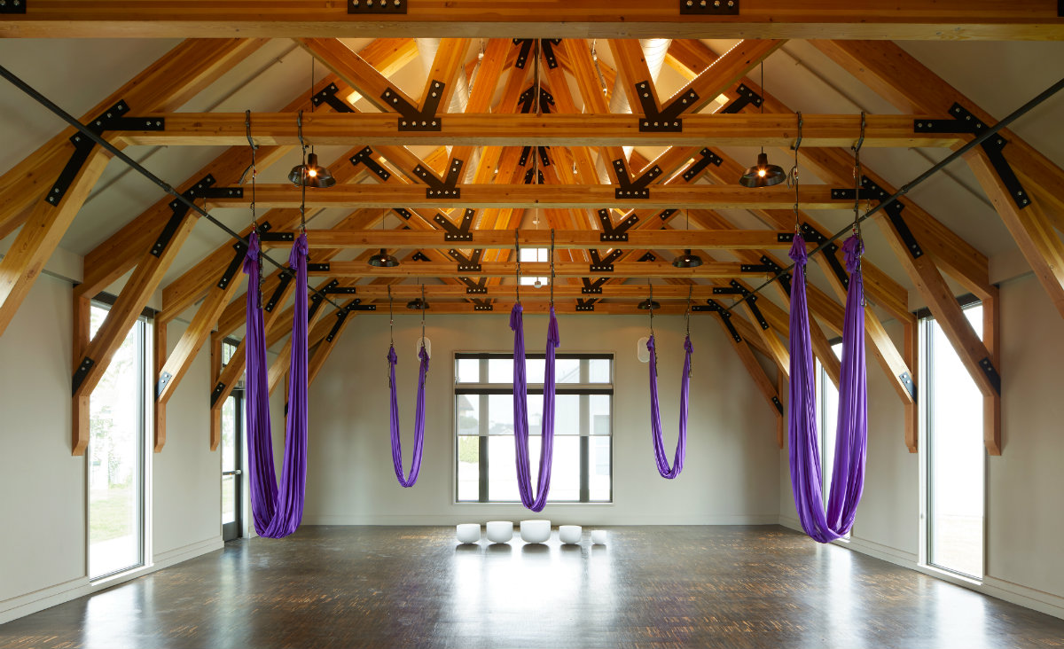 Floating yoga in the yoga barn