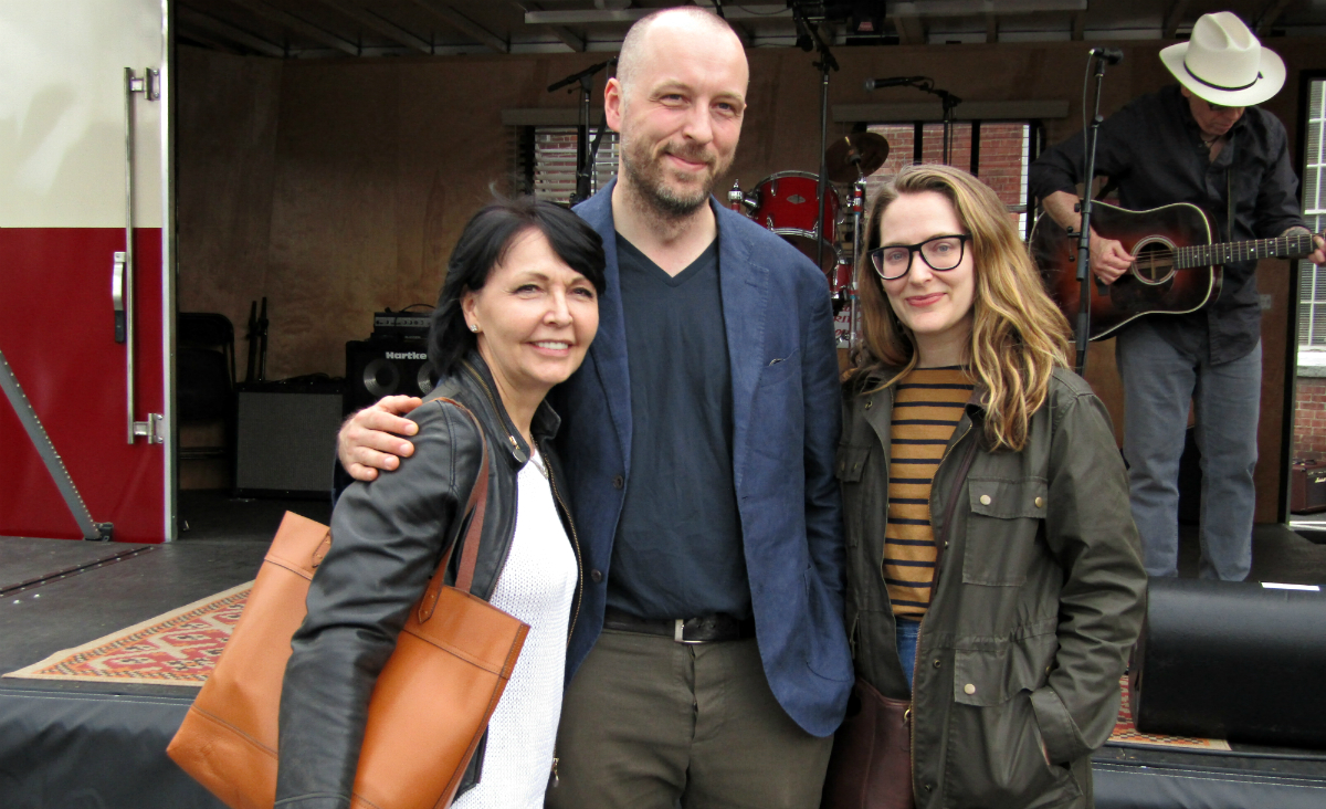 Mila Bagry, a footwear designer, with Aleksey Lukyanov-Cherny and Rebecca Thienes