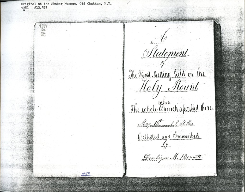 Original document of the first meeting held on the Holy Mount, 1842 Original document of the first meeting held on the Holy Mount, 1842