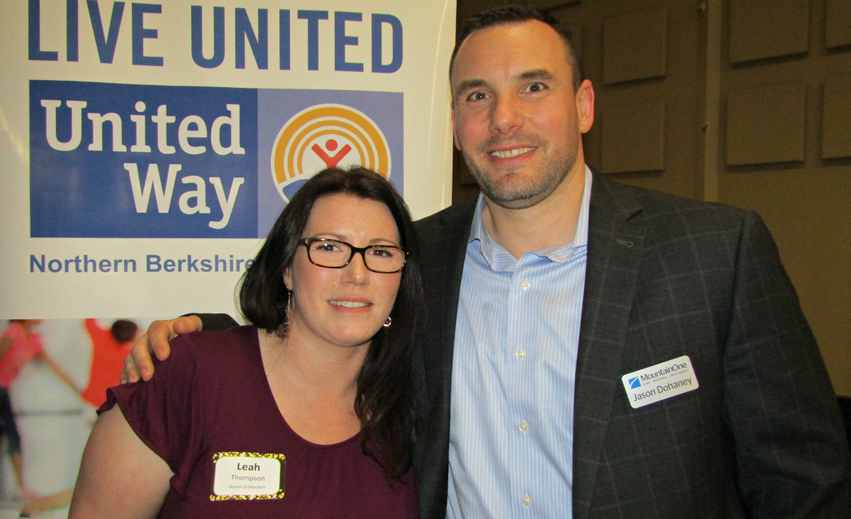 Board and celebration committee member Leah Thompson with board president Jason Dohaney Board and celebration committee member Leah Thompson with board president Jason Dohaney