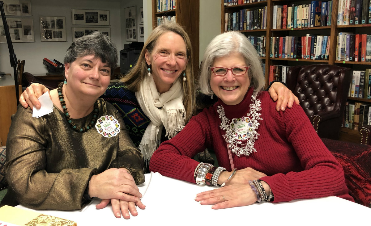 Kathy Hawley, Auxiliary treasurer, with Caroline Burchfield, director of community relations,&nbsp;and Jane Kellner