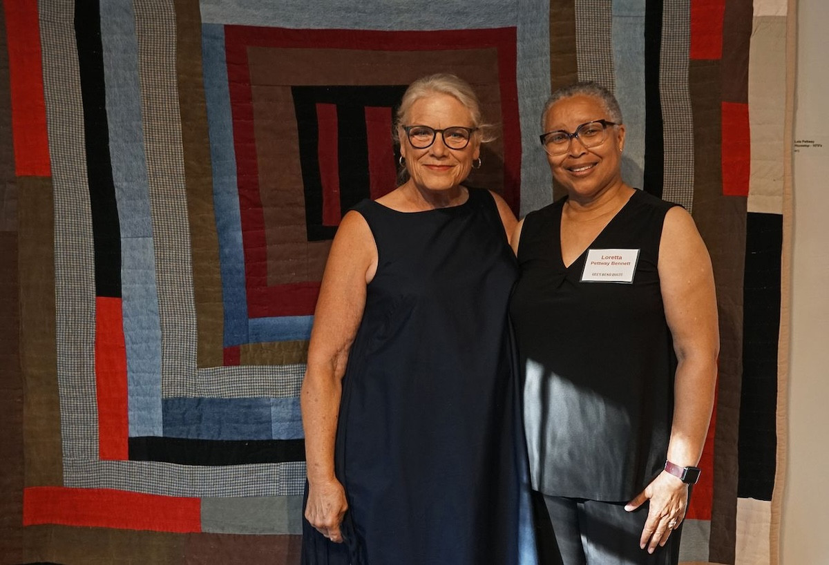 Spencertown Academy Board Vice President Madaline Sparks with Gee’s Bend quilter Loretta Pettway Bennett. - Peter Blandori Spencertown Academy Board Vice President Madaline Sparks with Gee’s Bend quilter Loretta Pettway Bennett. - Peter Blandori