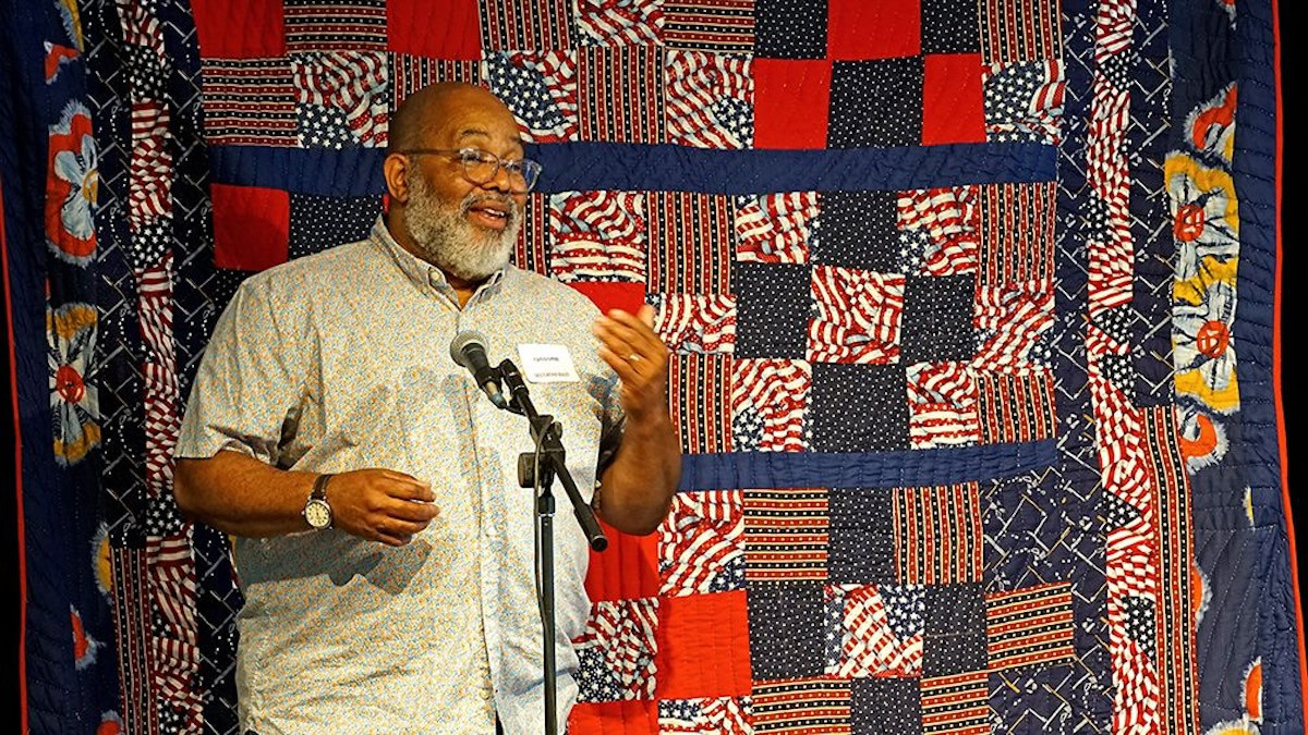 Artist Ransome discussed his connection to the Gee’s Bend quilters. - Peter Blandori Artist Ransome discussed his connection to the Gee’s Bend quilters. - Peter Blandori