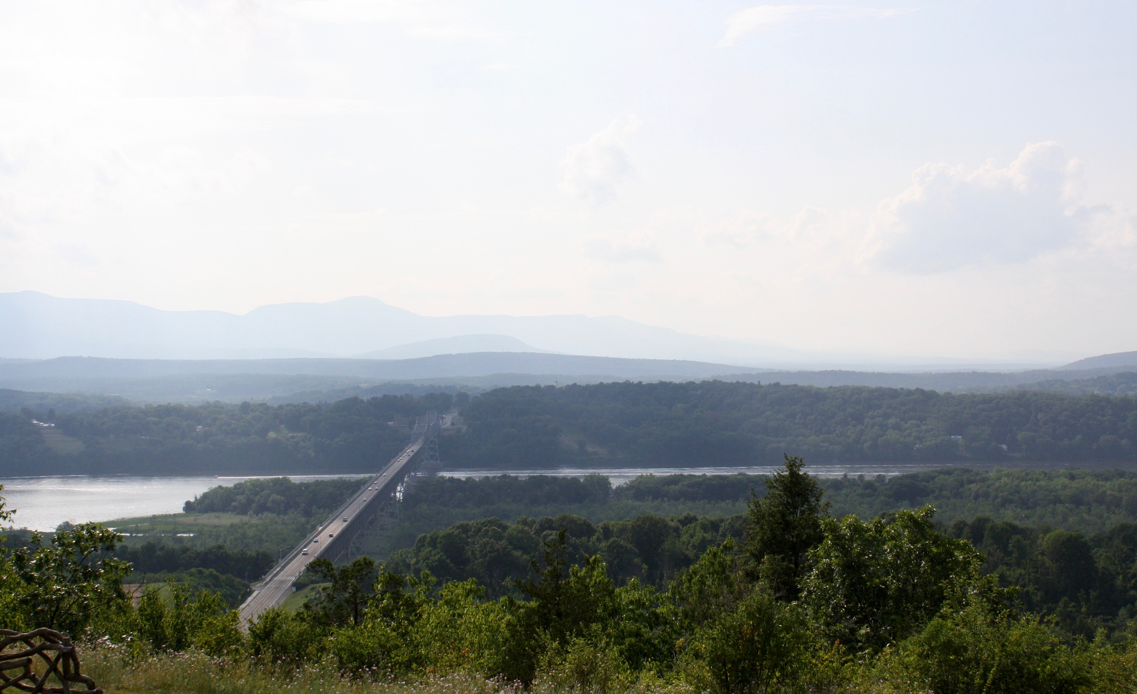 The visible heat hanging over Olana's view of the Hudson Valley