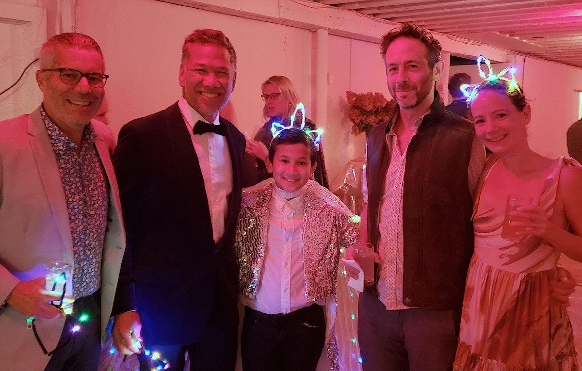 Adam Gwosdof, Milo, and Brian Liem, with Dan and Eve Wachtell