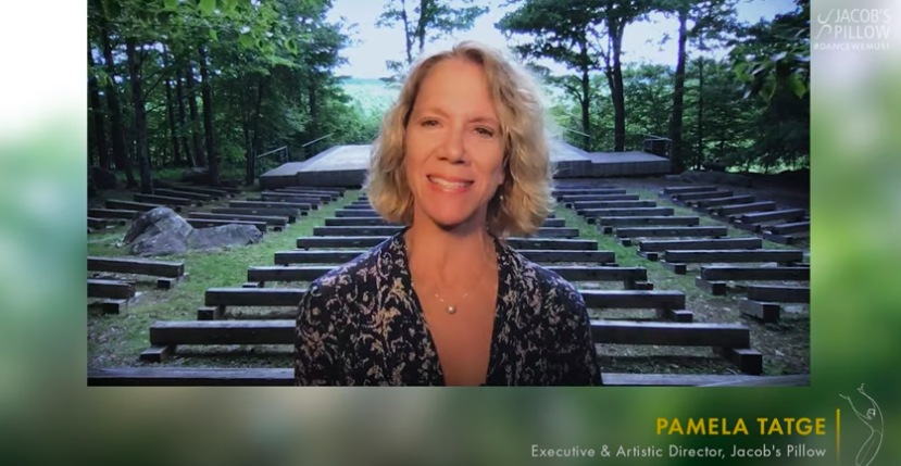 Standing in front of the famed Inside/Out stage, Pamela Tatge welcomed guests.