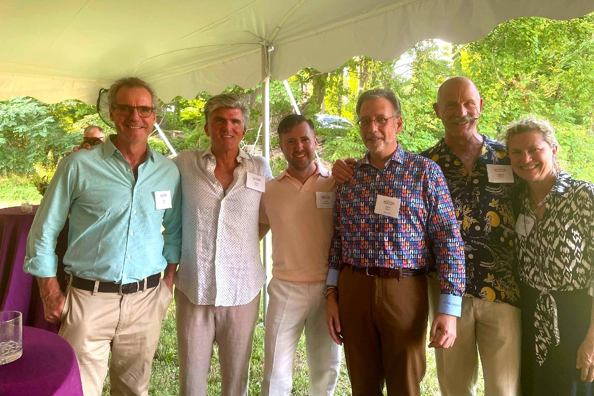 Jerry Peele of Herondale Farm,&nbsp;Steven Hatfield, and Will McCutchan, Gala Committee member; Gavin Berger,&nbsp;ArtOmi board member;&nbsp;Patrick Riordan, a&nbsp;Jacob&rsquo;s Pillow trustee, and Sara Porter