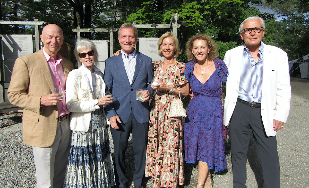 Former RI publisher and current Pillow trustee Mark Williams, Liz Williams, Jonathan and Cynthia Danforth, Pert Pivirotto, and Tom Merriman