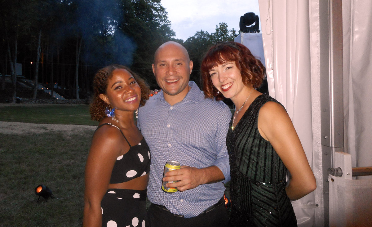 Company dancers Krystal Butler and Heather Favretto flank Michael Gonzales, Heather’s husband. Company dancers Krystal Butler and Heather Favretto flank Michael Gonzales, Heather’s husband.