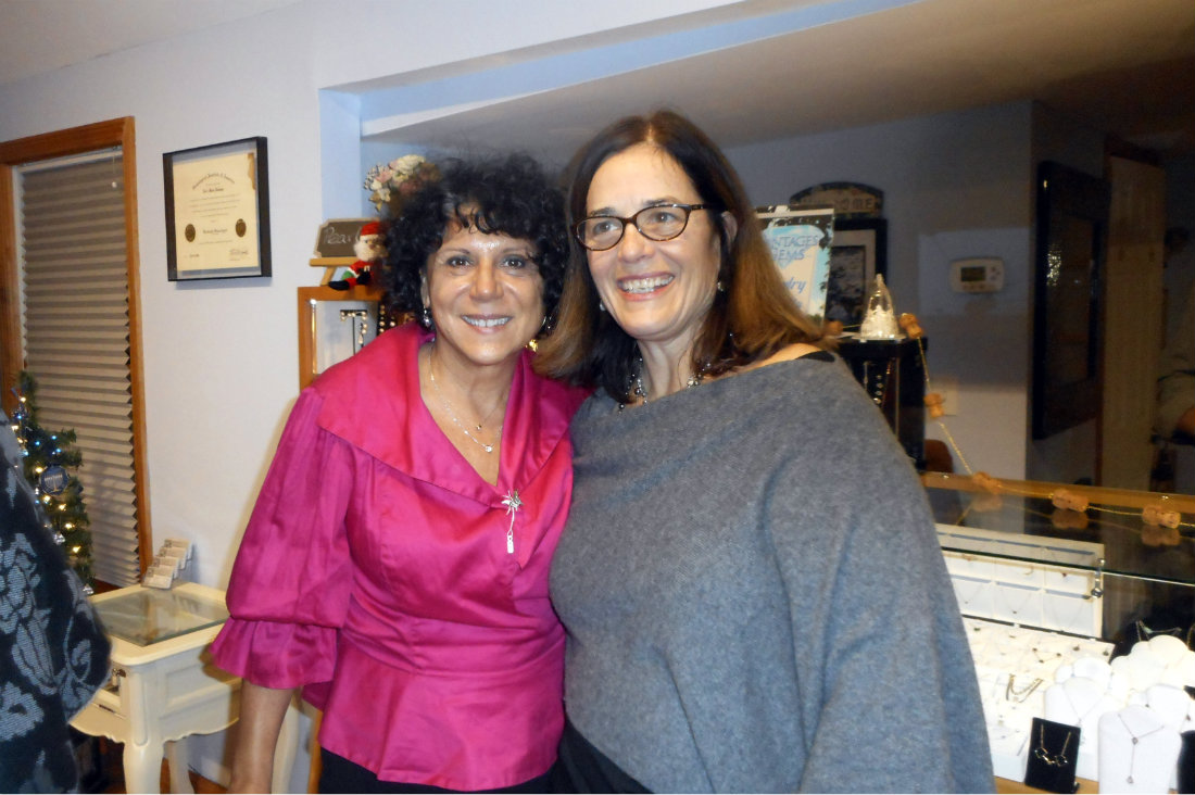 Carol Pantages, owner of Pantages Gem &amp; Jewelry, with Bernadette Ellegard.