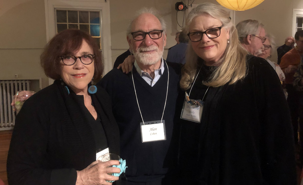 Norma Cohen, a member of the Academy's gallery committee; Alan Cohen, and Madaline Sparks, a volunteer and RI's garden contributor.