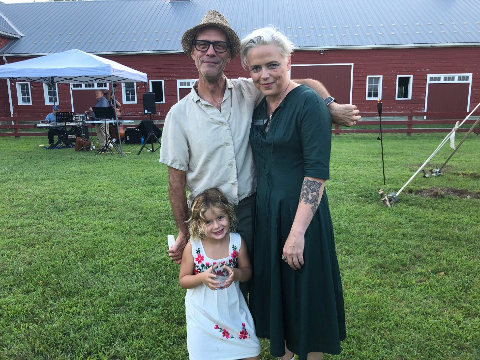 Daniel Schmeder, young Patricia Schebel, and Lacy Schutz, Shaker Museum's executive director Daniel Schmeder, young Patricia Schebel, and Lacy Schutz, Shaker Museum's executive director