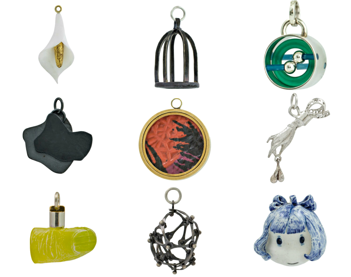 Of special interest to locals: a charm by noted glass artist Tom Patti (Sienna's father) shown bottom left, and a charm by illustrator Leonardo Quiles (Sienna's husband) shown bottom right