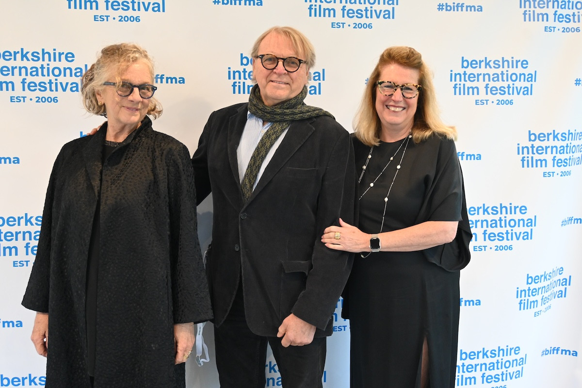 Rachelle Rasche, actor&nbsp;David Rasche,&nbsp;who portrayed Karl Muller in "Succession," with BIFF founder Kelley Vickery. Rasche also participated in the Brian Cox tribute, sharing insights from their time working together.