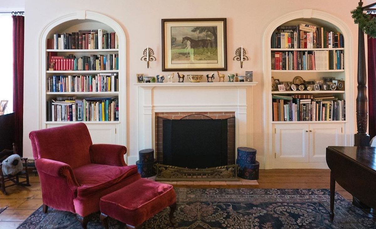 Parlor with fireplace