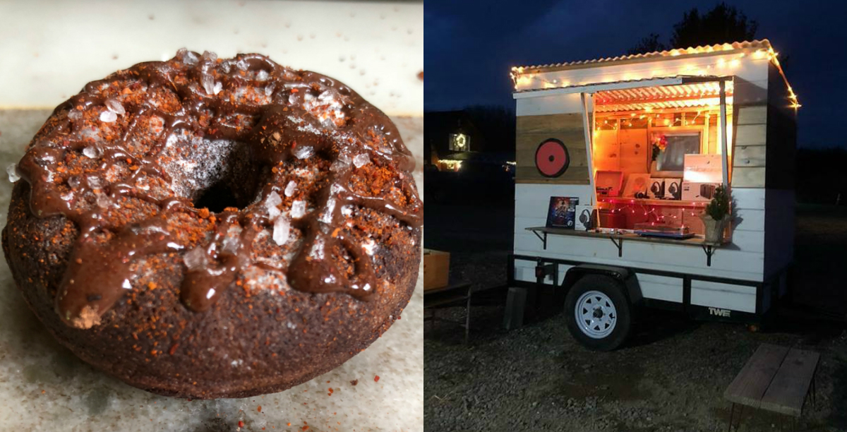 The Salt-N-Pepa; The Vinyl Donut set up at&nbsp;Hudson Valley Distillers. - The Vinyl Donut