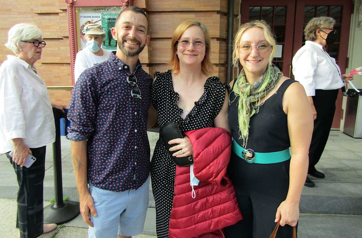Michael Raine, event underwriter and former board member Arwen Lowbridge, and Sarah Mitchell