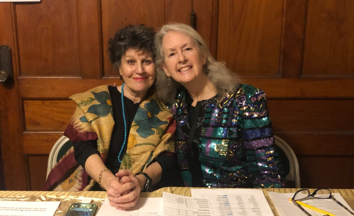Volunteers Phyllis Webb and Pamela Knowles, who said "We believe in Dewey Hall so much."
