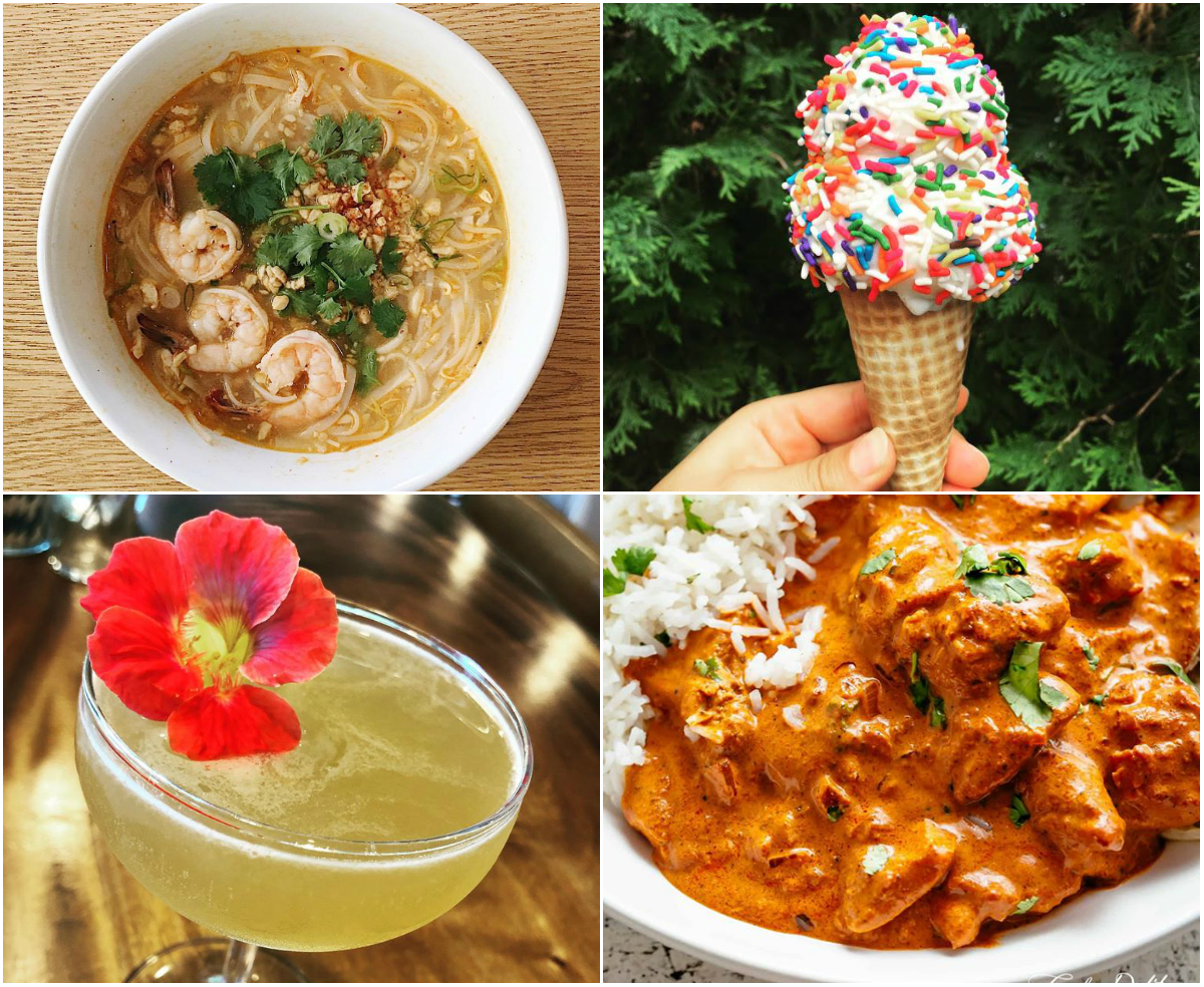 Clockwise from top left: Blue Mango, Lickety Split, Spice Root, Mezze Bistro + Bar