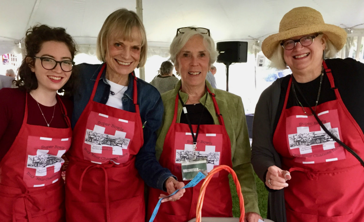 The silent auction team stands ready:&nbsp;Kate Zatlin, Susan Forbes, Sue McWhinnie&nbsp;and&nbsp;Jan Zatlin.