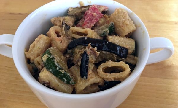 Recipe: Creamy Pasta With Tomato, Zucchini and Roasted Eggplant