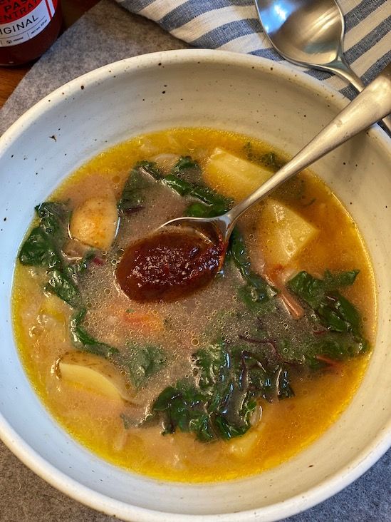 Recipe: New Potato and Swiss Chard Soup With Gochujang
