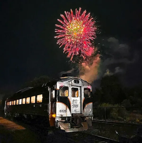 Watch Fireworks from a Moving Train in Adams