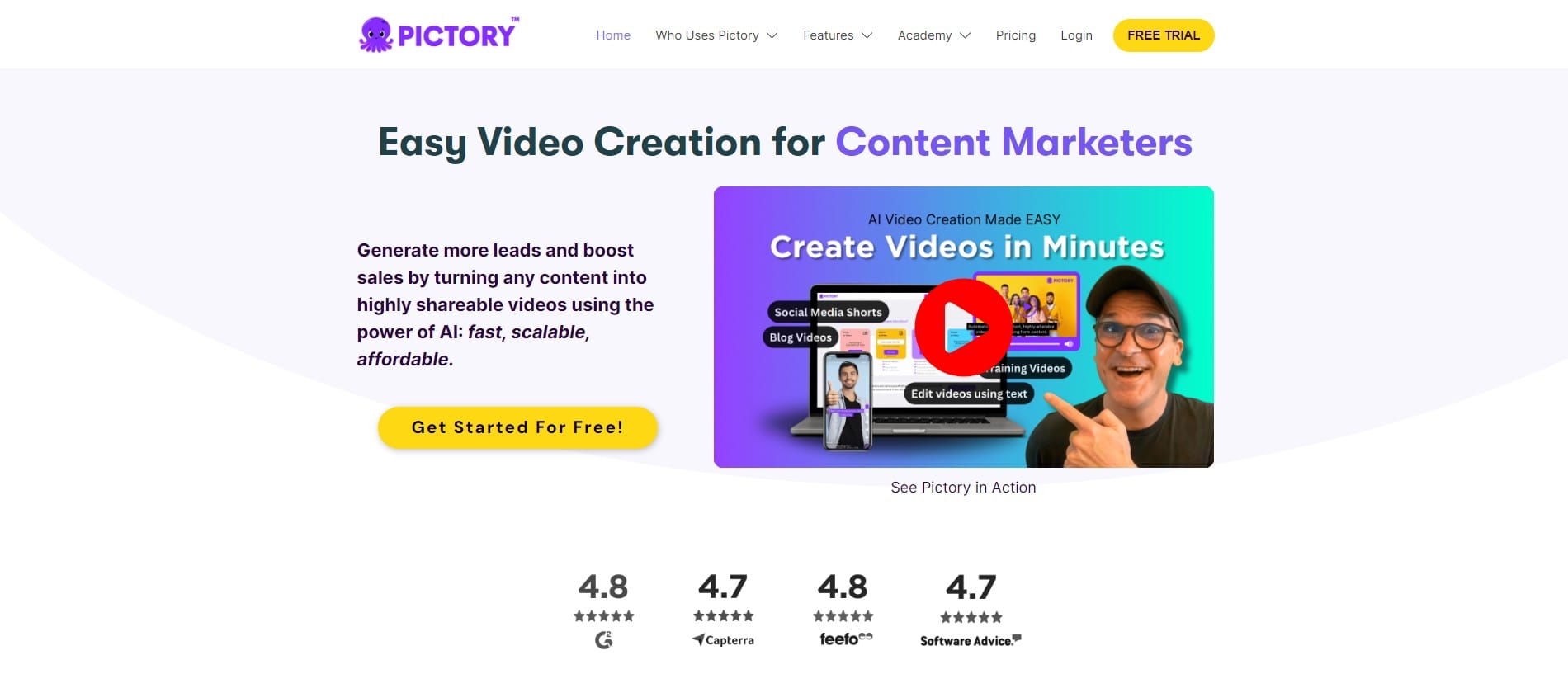 Pictory homepage