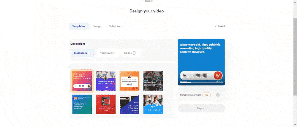 You can make animated subtitle text in audiogram video