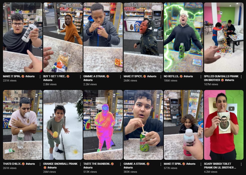 Nasty Naz, a YouTuber with over 6 million subscribers, uses creative ways to make people click the Shorts