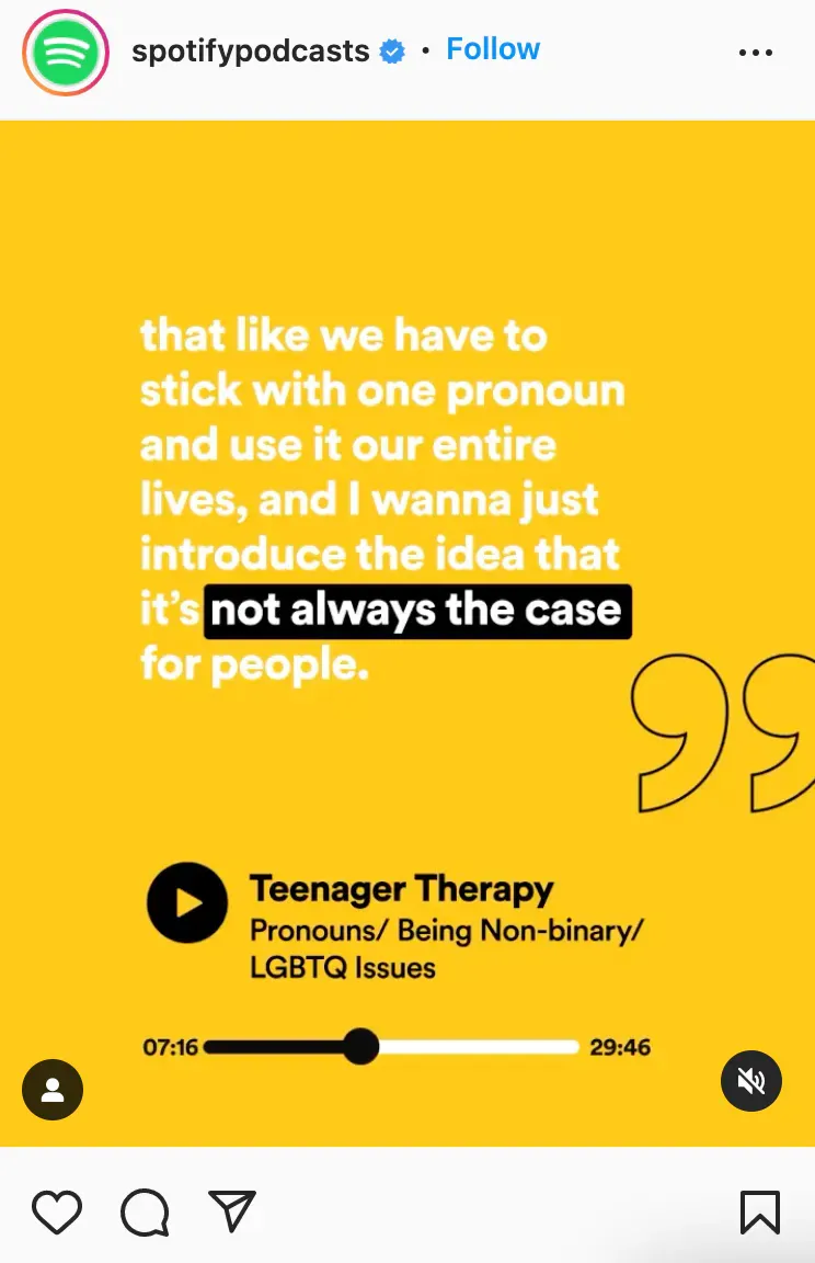 Spotify uses an Audiogram to promote a podcast on their social media